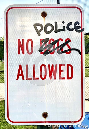 Street sign vandalized to say â€˜No Police Allowedâ€™ Stock Photo